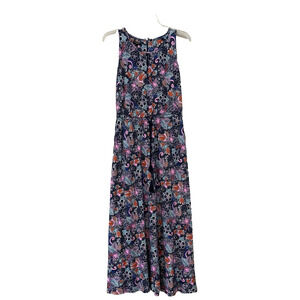 Talbots Maxi Dress‎ Women Small Petite Floral Keyhole Sleeveless Stretch Belt